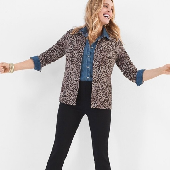 Chico's Leopard-Print Ponte Jacket Black/Brown - Picture 4 of 12